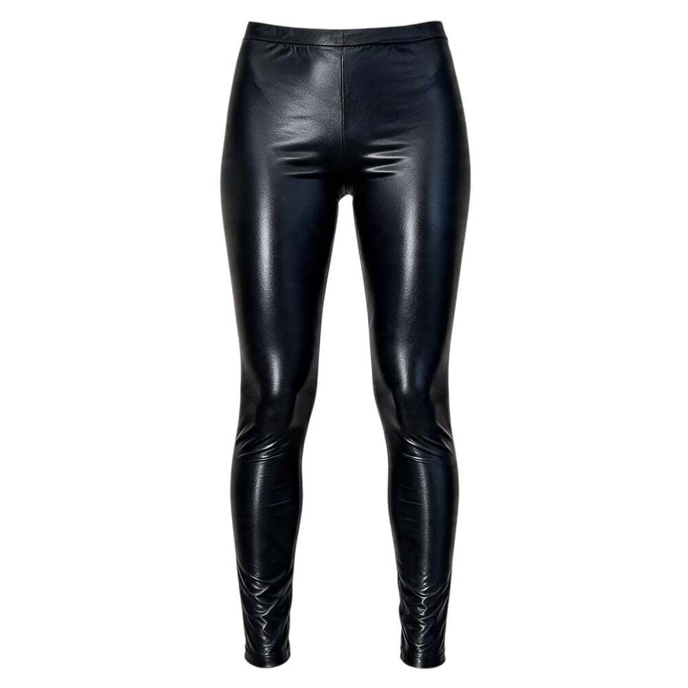 Miley Cyrus Max Azria Womens Faux Leather Leggings Black L Flare Ankle Pants Y2K